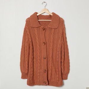 Vtg 60s Copper Wool Cardigan S